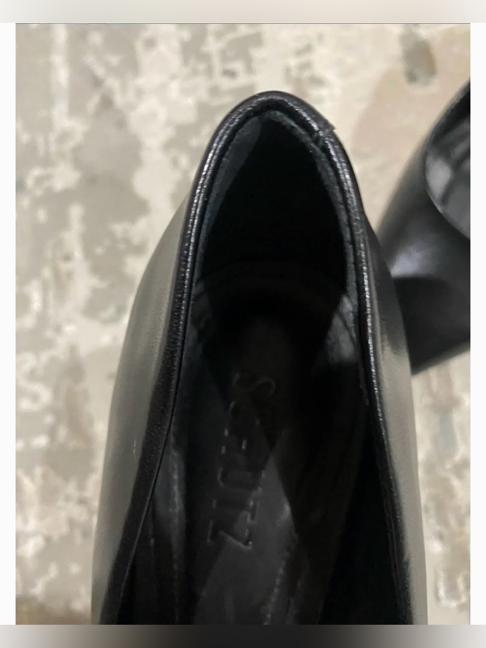 SCHUTZ Black Leather Pointed-Toe Pumps with Gold Geometric Heel - Picture 9 of 9